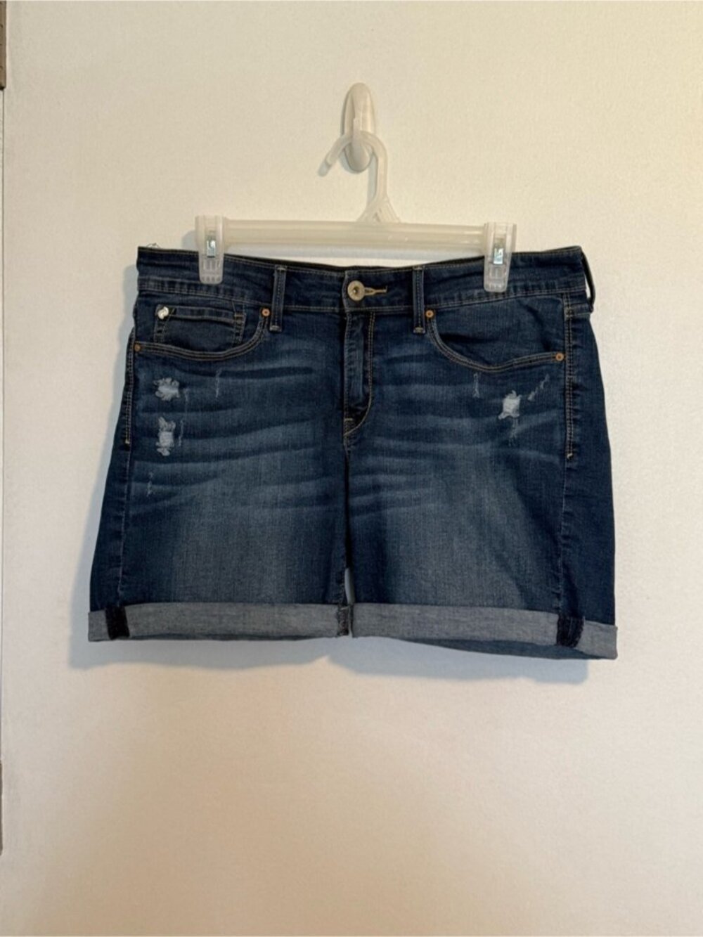 Blue Rolled Cuff Jean Shorts
